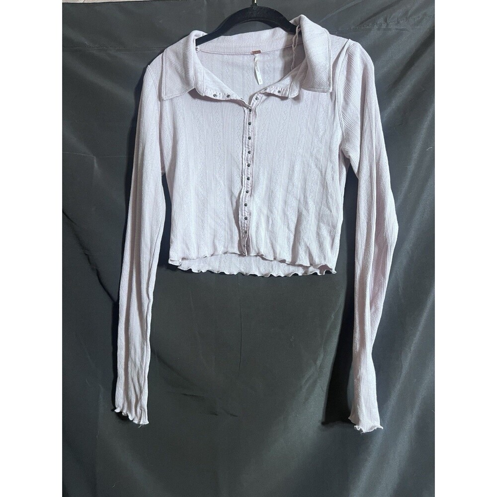 Free People On The Road Lt Lavender Cardi Snap Front Shirt Top Women’s M